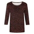 thumbnail image 5 of Nfurl Sequin Tops for Women Fall Winter Crewneck 3/4 Sleeve Sparkly Glitter Blouse Trendy Graphic Tees Ladies Party Club Holiday Clothes Brown XL, 5 of 6