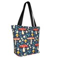thumbnail image 2 of Easygdp Colorful Mushrooms Stylish Canvas Handbag Shoulder Tote Bag, Shopping Bag with Zip, Suitable for Buying Groceries, Office, Fitness, 2 of 9