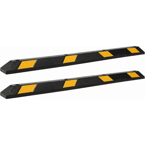 Garvee 2-Pack 72" Rubber Parking Curb, Heavy Duty Long Garage Floor Wheel Stopper with Highly Visible Yellow Reflective Stripes, Car Parking Bumpers for Truck, RV, Trailer