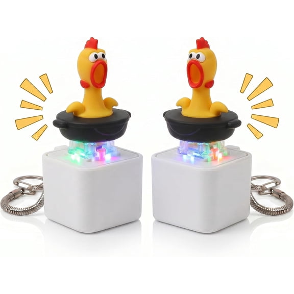 Screaming Chicken Keyboard Button Keychain, Duck Clicker Stress Relief Fidget Toy With LED Light For Adults (2Pcs)