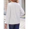thumbnail image 4 of Women'S Long Sleeve V Neck Lantern Blouse Dressy Casual Ribbed Knit Tunics Loose Fit Fall Shirts 2025 White M, 4 of 8