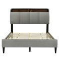 thumbnail image 4 of Upholstered Bed Frame with Storage Headboard, Sensor Light and a Set of Sockets and USB Ports,Linen Platform Bed Frame with Wood Slats Support, No Box Spring Needed, Fast Assembly, 4 of 7