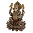 thumbnail image 4 of Veronese Design 10.24 Inch 5 lbs Lord Ganesha Sitting on Lotus Hindu God Antique Bronze Finish Statue, 4 of 6