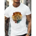 thumbnail image 1 of Camiseta gráfica Majestic Jungle Lion para hombre: 100 % algodón, corte cómodo, estampado colorido y vibrante, cuello redondo informal para todas las estaciones, ideal para deportes de ocio., 1 of 4