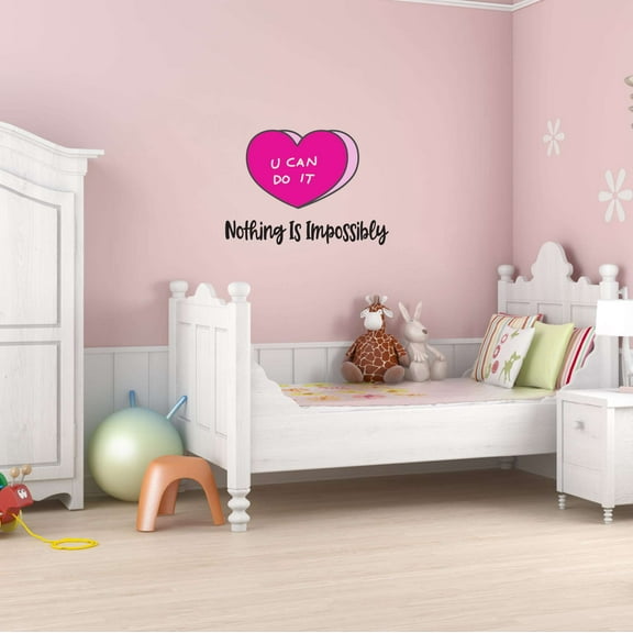 Nothing Is Impossibly U Can Do It Lips Hello Gorgeous Kind Smart Brave Enough Beautiful Crown Prince Unicorns Sweet Dreams Decorating Wall Decal Sticker Girls Rule - Size: 20 In X 14 In