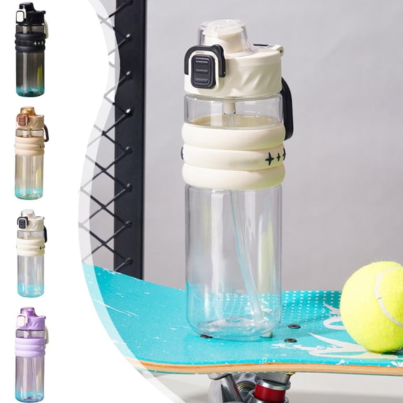 Ufehgfjh Water Cups Plastic Cups 650ml Silicone Plastic Sports Water Cup with Large Capacity and Lifting Ring Bouncing Cup Outdoor Antis Fall Car Straw Cup