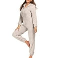 thumbnail image 5 of WMTBSRSW Women's Fuzzy Fleece Onesie Half Zip One Piece Pajamas with Cute Bear Ear Hood Winter Warm Long Sleeve Onesie Pajamas Jumpsuit Sleepwear, 5 of 7