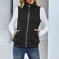 thumbnail image 4 of DPTALR Femmes Veste Unie à Fermetures Éclair avec Poches Couleur Peluche Sans Manches à Revers Gilet Manteau Ample, 4 of 6