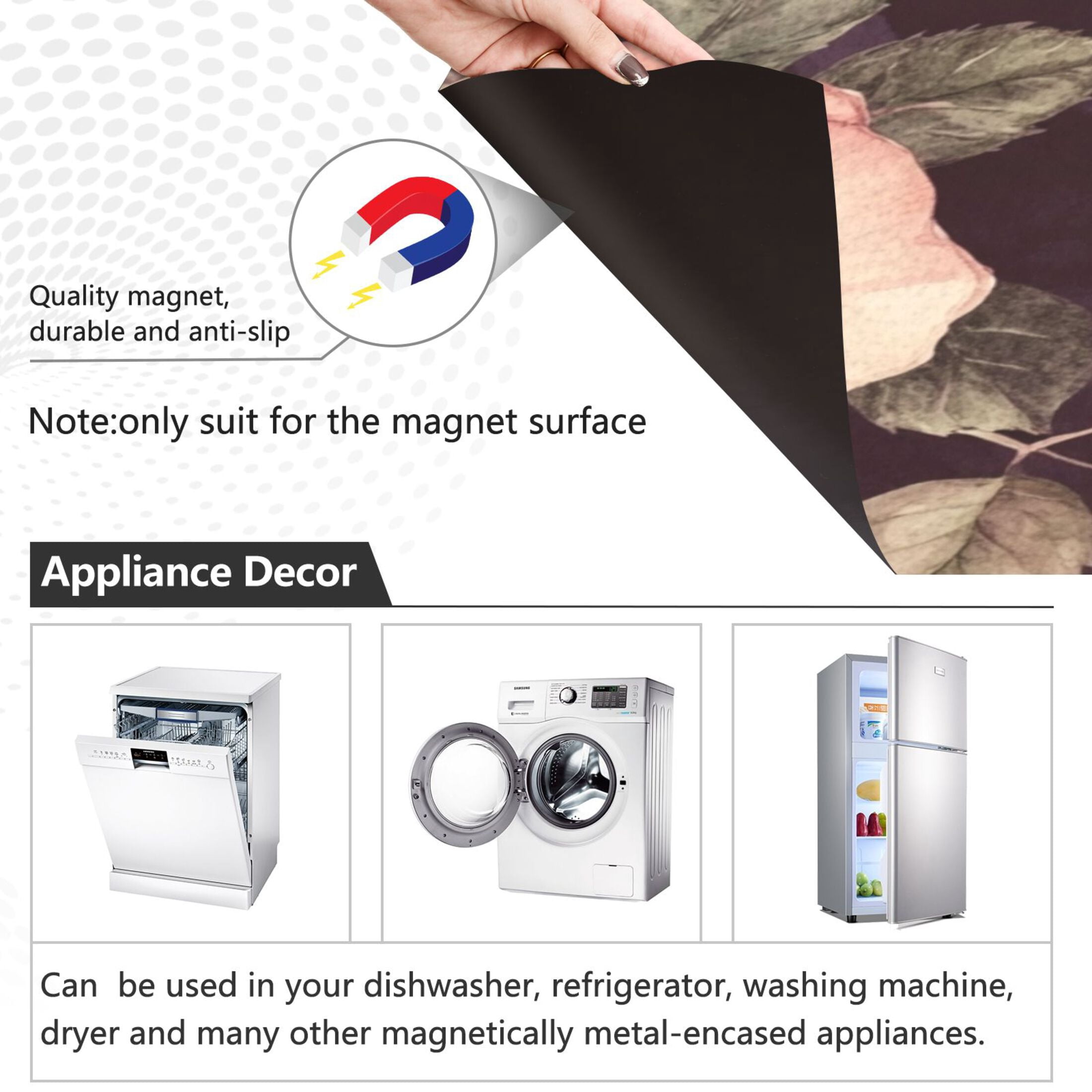 Dishwasher Magnetic Sticker 23x26 Inch Refrigerator Magnetic Sticker Washing Machine Magnetic Sticker Kitchen Panel Magnetic Sticker Home Decor Maroon Roses Seamless