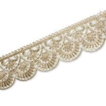 2.5 Inch Scalloped Floral Sequin Metallic Corded Mesh Trim for Sewing, Costumes, Crafts, and Décor – Sold by the Yard (Gold, 1 Yard)