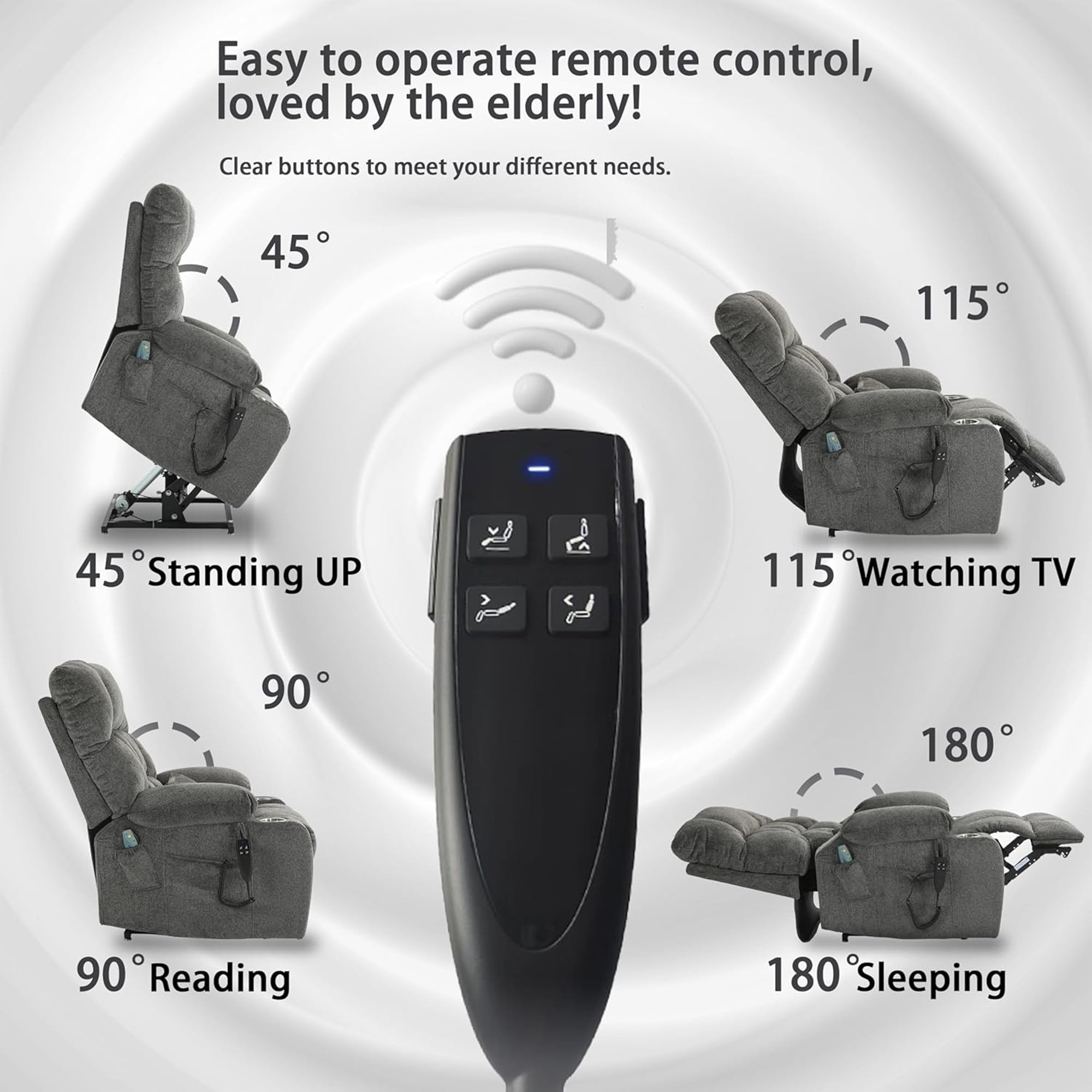 LITVZ Power Lift Recliner Chair with Massage and Heating for Elderly, Oversized Lay Flat Recliner, Big and Tall 350lbs, Dual Motors, 2 Cup Holders, Heavy Duty Lift Chair for Adults