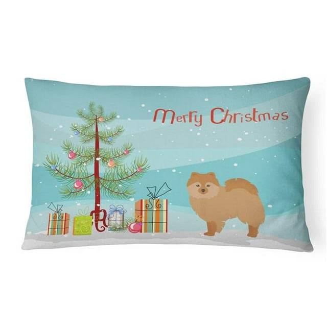 Carolines Treasures CK3456PW1216 German Spitz Christmas Tree Canvas Fabric Decorative Pillow