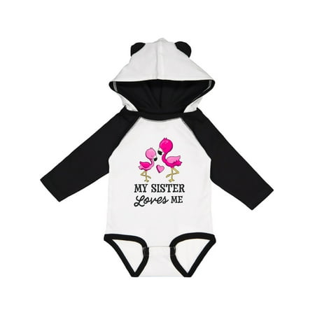 

Inktastic My Sister Loves me with Two Flamingos Gift Baby Boy or Baby Girl Long Sleeve Bodysuit