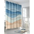 thumbnail image 3 of Fsddascl Blue Shower Curtain Set - Long 72" x 84" Bathtub Curtain with 12 Hooks, Ocean Wave Stripes Modern Abstract Beach Geometric Waterproof Fabric Stall Shower Curtains for Bathroom/Bathtub, 3 of 6