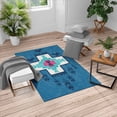 thumbnail image 1 of Tribal Turkish Area Rug, Hand Drawn Dreamcathcher Folkloric Birds Image Ethnic Ikat Design, Soft Carpet for Living Room Decor, 2.6' x 5', Sea Blue Pink, by Ambesonne, 1 of 4