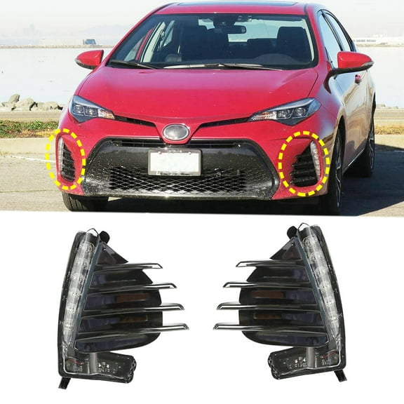 Pair of Fog Light Lamps Kit Fit for Toyota Corolla SE XSE 2017-2019