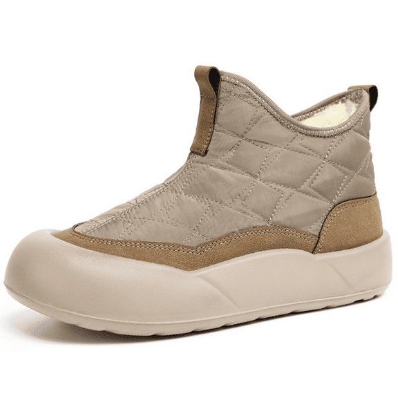 ScarletteEmmy Waterproof Winter Snow Boots for Men, Warm Fleece-Lined Slip-On Outdoor Anti-Slip Shoes, Lightweight Cushioned Mid Ankle Cold Weather Boots