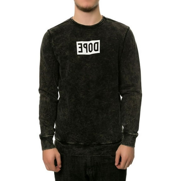 DOPE Mens The Mineral Wash C'est La Vie Sweatshirt, Black, X-Large
