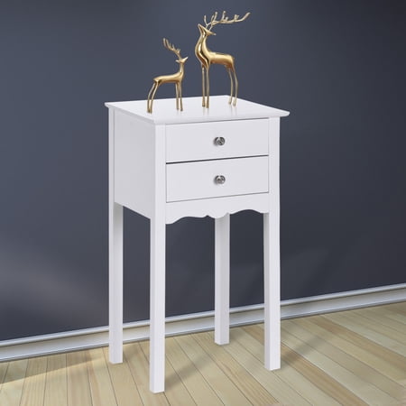 Gymax Side Table End Accent Table Night Stand W 2 Drawers Furniture White Walmart Canada
