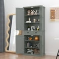 thumbnail image 2 of HOMEFORT 72" Traditional Freestanding Kitchen Pantry Cabinet Cupboard with Doors and 3 Adjustable Shelves, Gray, 2 of 9