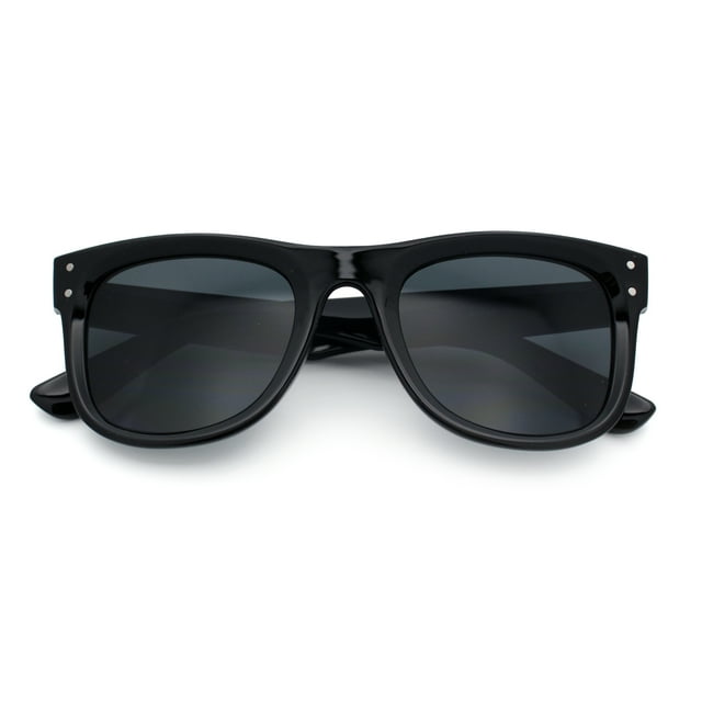 Lunettes de Soleil Rétro Concaves Incurvées à Monture avant en Plastique Mode Tout Noir