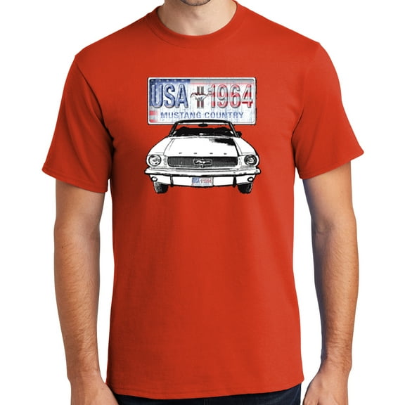 Buy Cool Shirts '64 Ford Mustang Country Cotton T-shirt, XL Orange - Tall