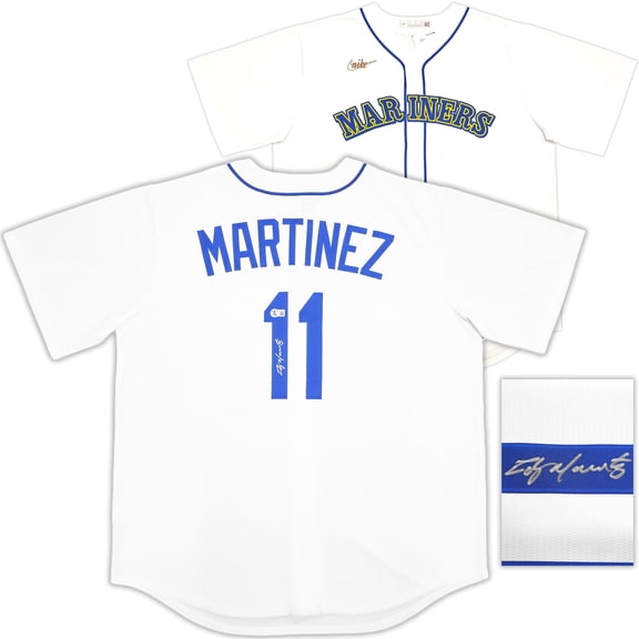 Seattle Mariners Edgar Martinez Autographed White Nike Cooperstown Collection Jersey Size XL Beckett BAS Witness 230596