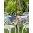 thumbnail image 3 of Outdoor Tablecloth with Umbrella Hole for Patio/Picnic/Party/Camping, Blue Starfish Coastal Waterproof Table Cloth Round Cover Washable, Nautical Shell Coral Botanical Ocean (Dia 60"), 3 of 8