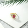 thumbnail image 4 of Gem Stone King 18K Yellow Gold Plated Silver Oval Red Ruby Halo Engagement Ring for Women (2.80 Cttw, Gemstone July Birthstone, Oval 8X6MM, Size 6), 4 of 4