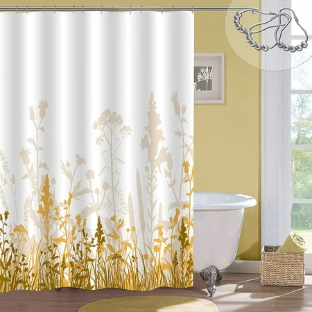 Heibingold Yellow Fl Shower Curtain, Botanical Shower Curtain Cotton