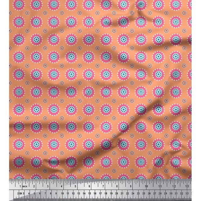 Soimoi Rayon Fabric Flower Artistic Decor Fabric Printed Yard 56 Inch Wide