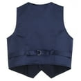 thumbnail image 4 of iiniim Boys Formal Suit Vest Classic Fit V-Neck Single Breasted Dress Waistcoat for Kids Navy Blue 16, 4 of 7