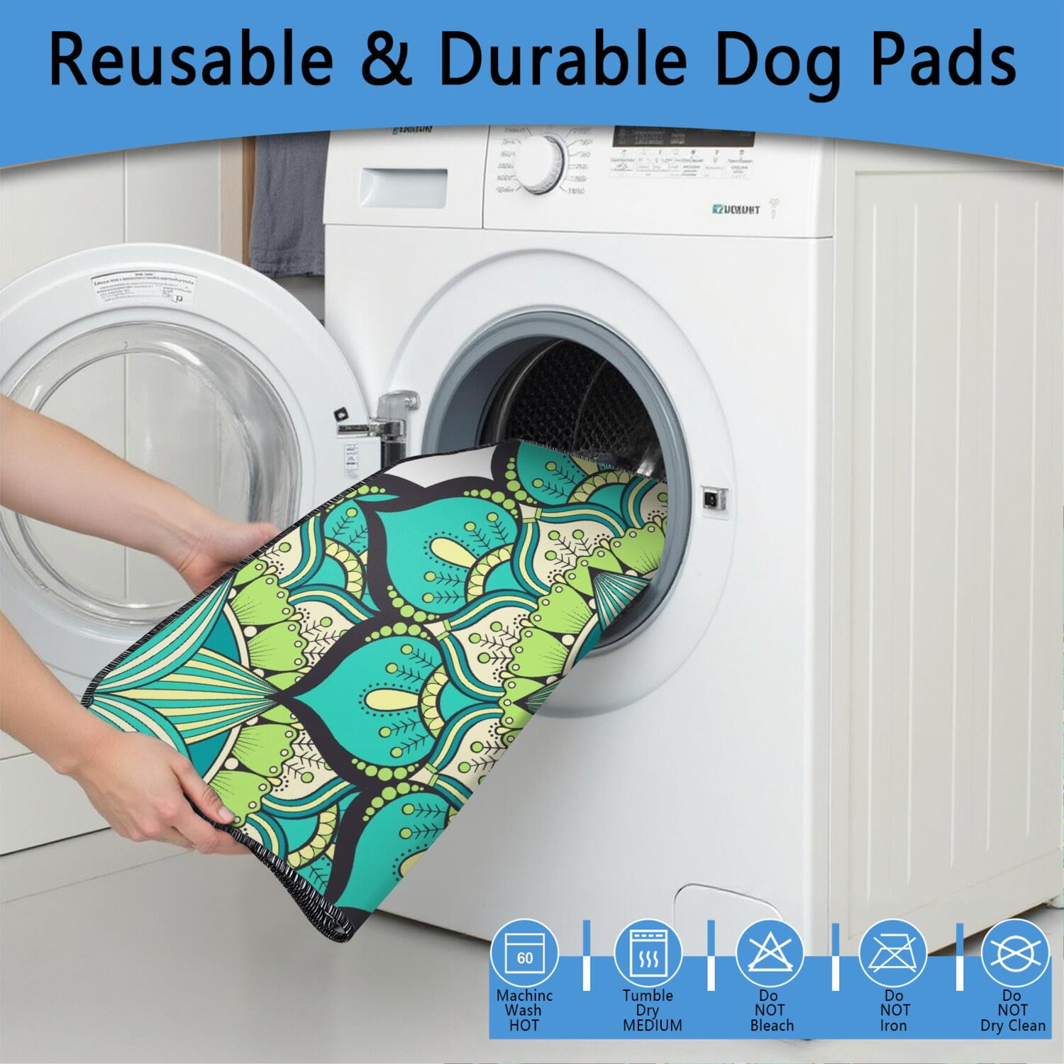 48" x48" Extra Large Washable Pee Pads Mandala, Reusable Dog Potty Pads with Non-Slip Backing, Absorbent Mat for Indoor Training Use.