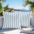 thumbnail image 3 of Throw Pillow Covers 16x16 Inch Set of 2, Blue Stripes Waterproof Outdoor Pillow Covers, Retro Geometric Boho Lines Farmhouse Decorative Cushion Pillowcases for Couch, Sofa, Bed, Garden, Patio, 3 of 9