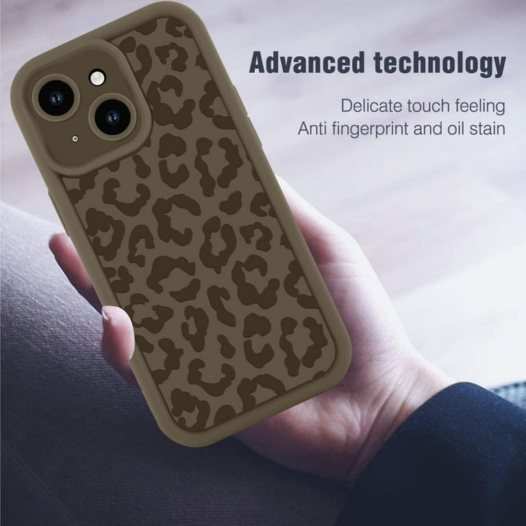 Reownest For IPhone 13 Case Cute Brown Leopard Pattern Leather Aesthetic Phone Case For Women Girls Soft Silicone Protective Case For IPhone 13