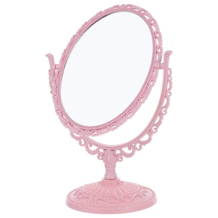 CTIRCHIU Stable Base Pink Desktop Mirror with Adjustable Angle and Dual Sided Makeup Reflection
