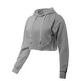 thumbnail image 2 of A2Y Women's Solid Cropped Cut Off Hooded Pullover Sweatshirt Heather Grey XL, 2 of 5