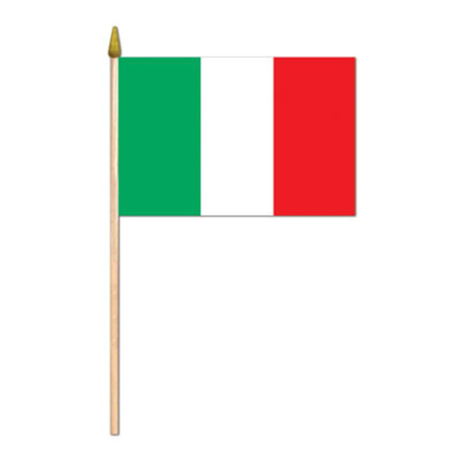 Pack of 12 Decorative Italian Flags on Gold Spear-Tipped Wooden Sticks... by Party Central