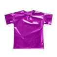 thumbnail image 3 of TiaoBug Kids Girls Shiny Metallic Short Sleeve T-Shirts Hip Hop Jazz Sports Dance Tops Purple 13-14, 3 of 5