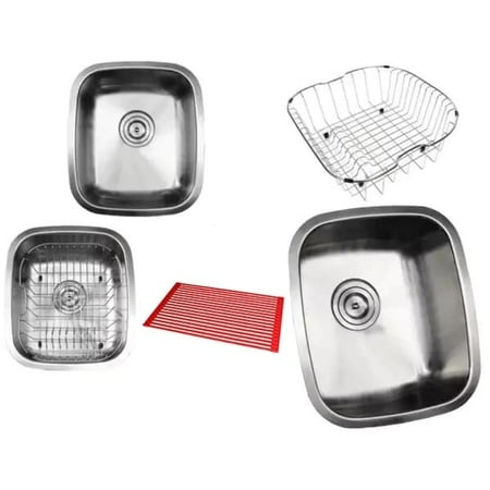Renovations Island - Contempo Living Inc Ariel Pearl Satin 15-inch Premium 18-gauge Stainless Steel Undermount Single Bowl Island/ Bar/ Kitchen Sink Accessories