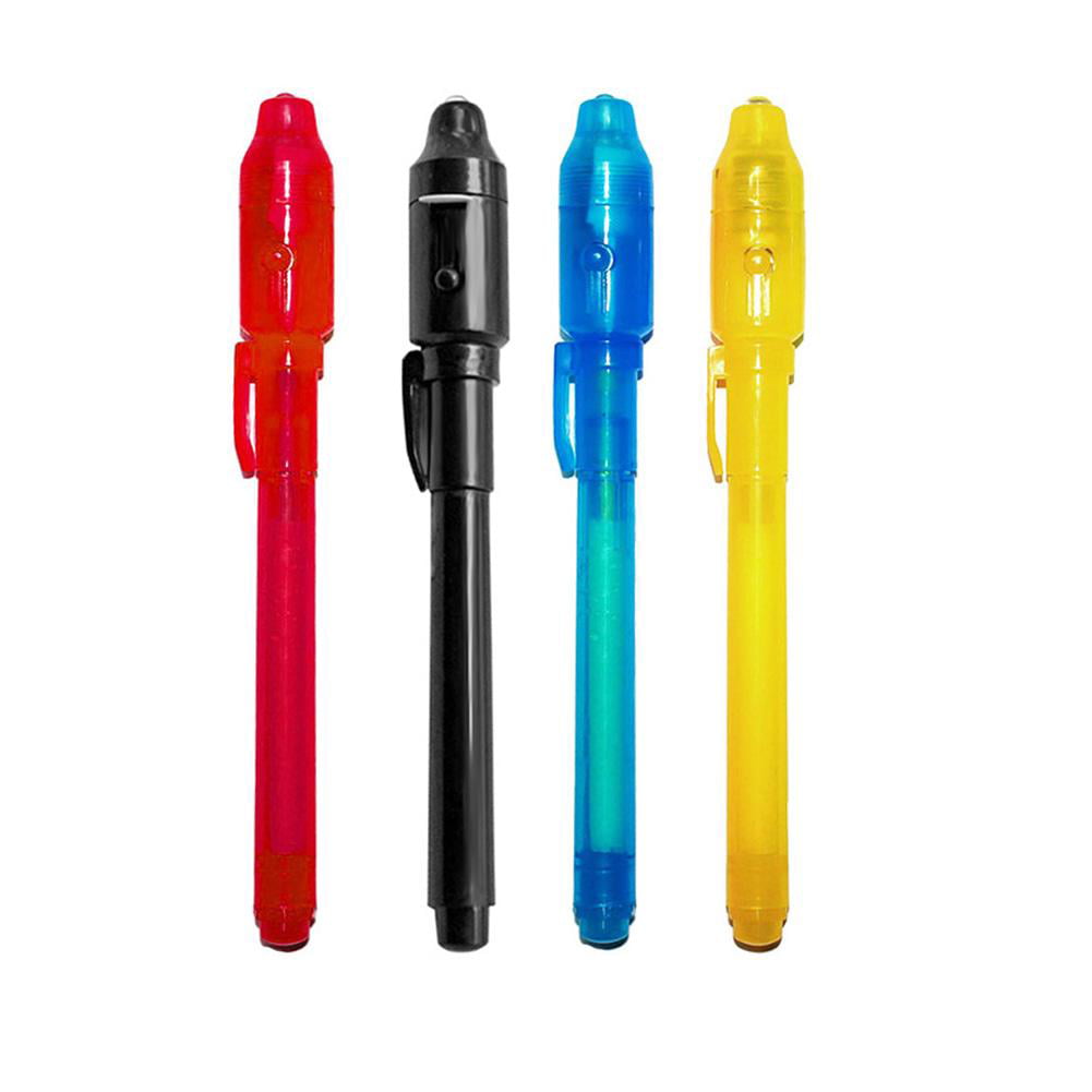4/7pcs 2 in 1 Magic Luminous Light Pen UV Writing Invisible Ink Pen Kid Toy 
