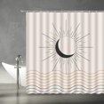 thumbnail image 2 of Mid Century Shower Curtain Abstract Sun Moon Lines Modern Aesthetic Boho Minimalistic Retro Neutral Contemporary Art Bathroom Decor Fabric Set with Hooks(70" WX70 H), 2 of 3