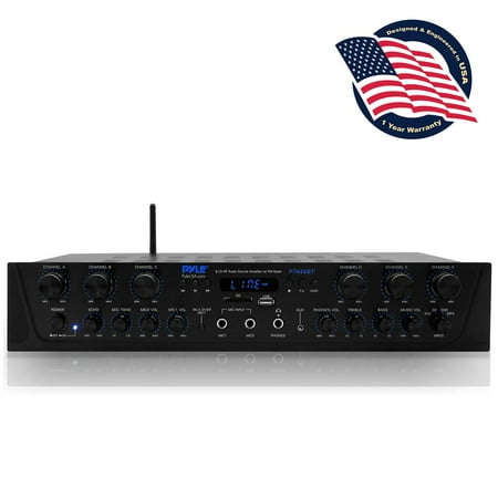 Pyle 600 Watt 6 Channel Bluetooth Amplifier Stereo Receiver w/ Remote Control PTA66BT