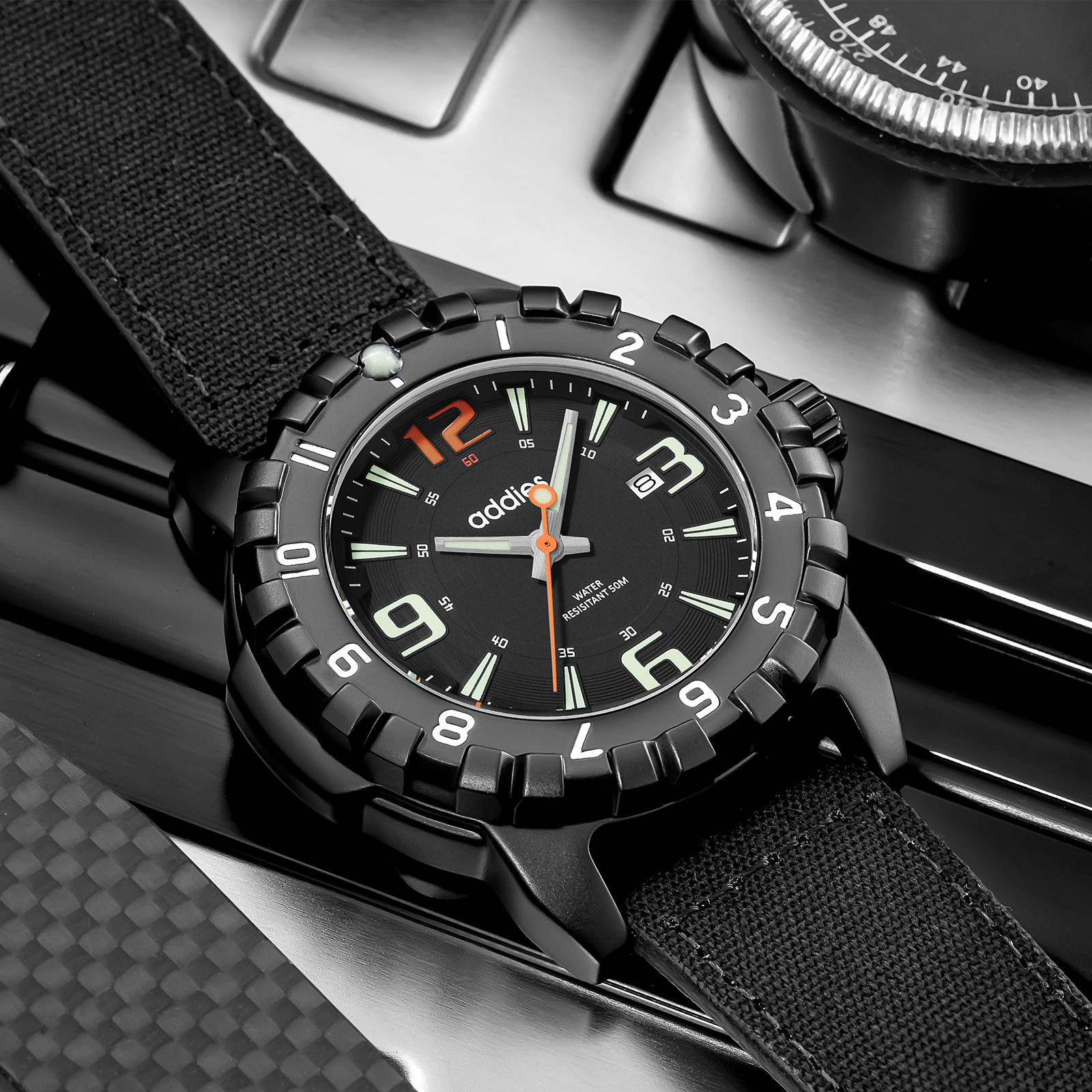 ADDIES Military Analog Watch for Men - Rugged 50M Waterproof Luminous Quartz Watch with Canvas Strap for Outdoor and Tactical Style