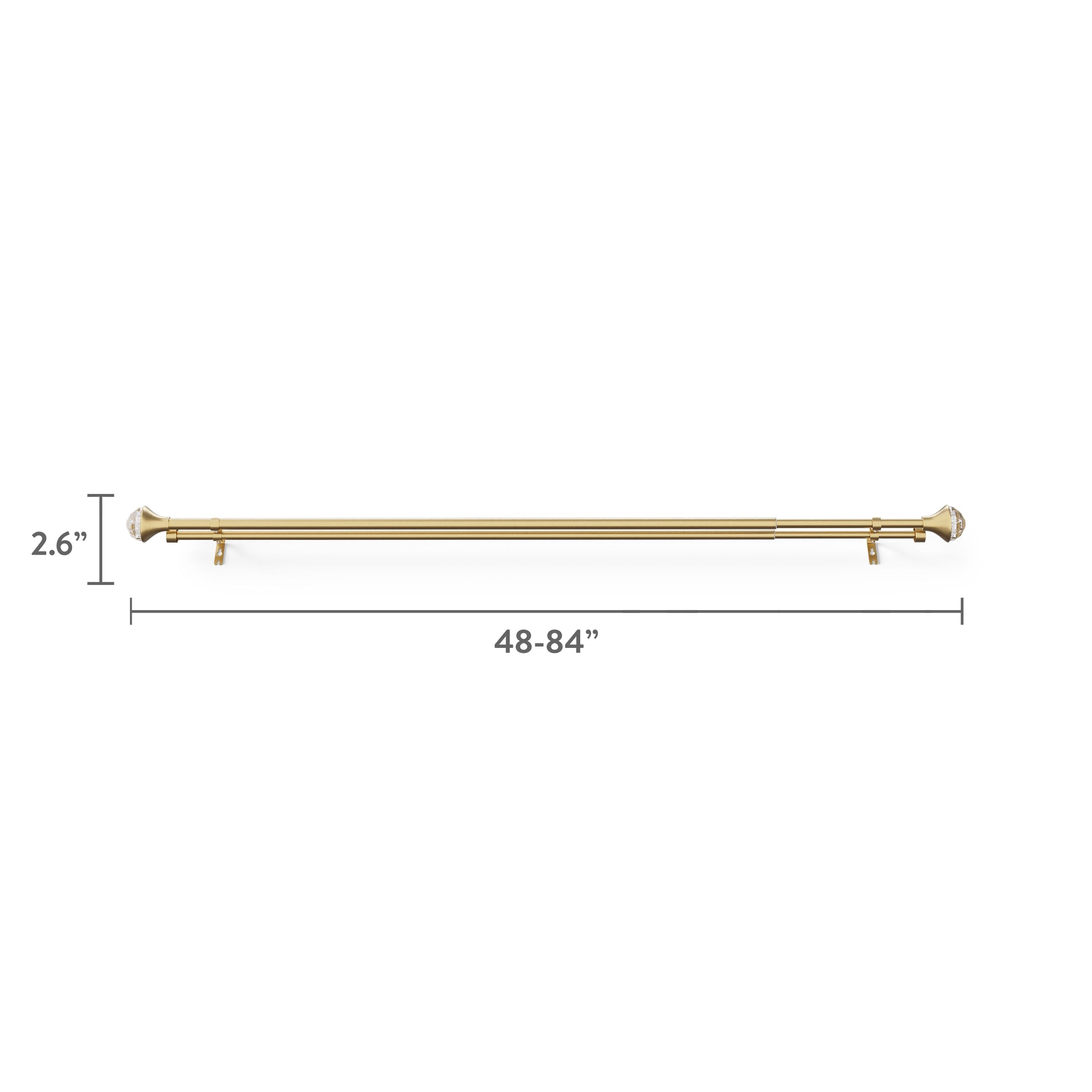 Mainstays Kids 3/4" Gold Faceted Gem Adjustable Double Curtain Rod, 48"-84"