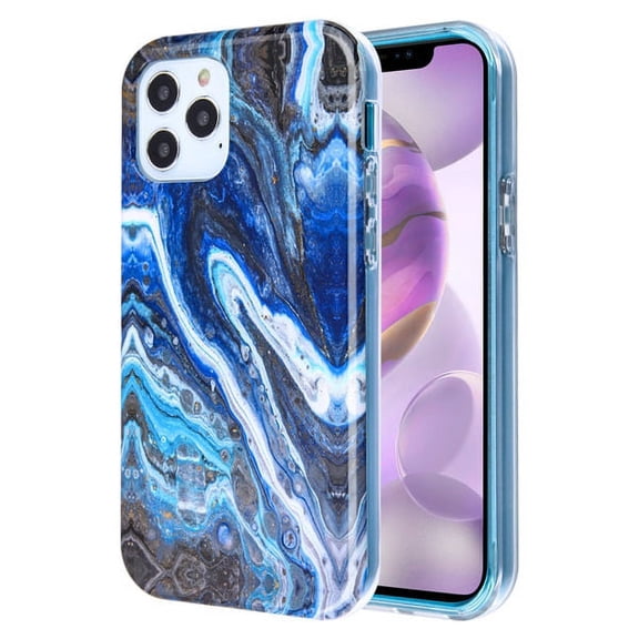 Airium Frame Hybrid Case for Apple iPhone 12 Pro Max (6.7) - Blue Stone Marbling Blue