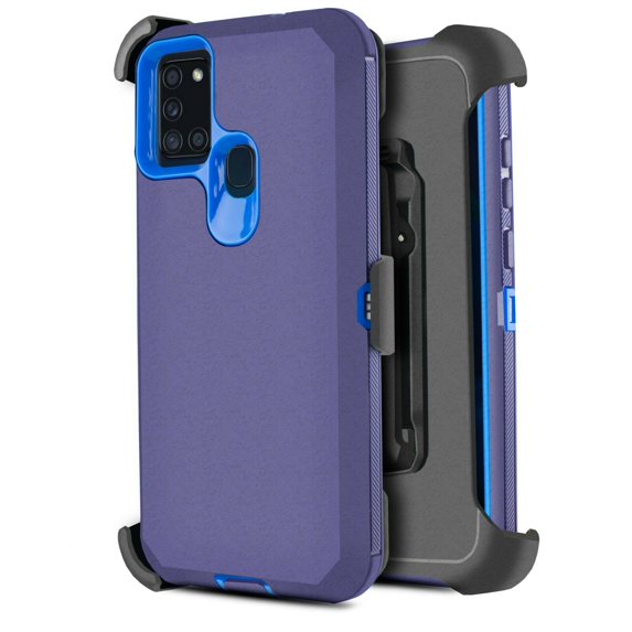 for Samsung Galaxy A21S a21s A21 s Phone Case Dual Layer Full-Body Rugged Clear Back Case Drop Resistant Shockproof Case with Built In Screen Protector