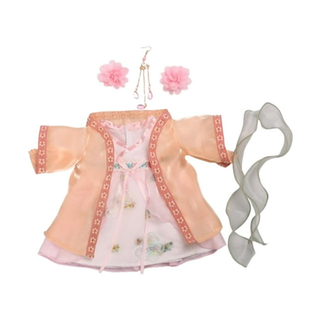 Conjunto de vestido de muñeca, conjunto de ropa de muñeca colgante para niños, regalo de cumpleaños, accesorios de fotografía, ropa de muñeca elegante Naranja