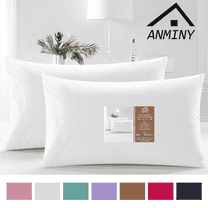 ANMINY Pillowcase Set of 2 Pillow Cases 300 Thread Count Soft Cotton Bed Pillow Covers Standard Size 20"x26" White
