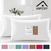 ANMINY Pillowcase Set of 2 Pillow Cases 300 Thread Count Soft Cotton Bed Pillow Covers Standard Size 20"x26" White